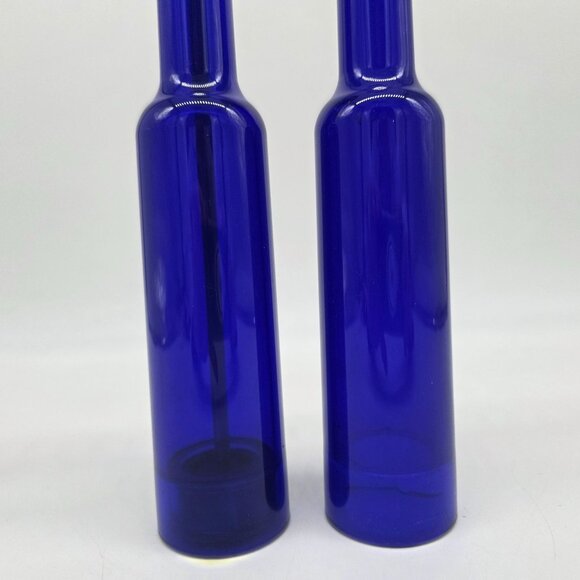 Cobalt Blue Lucite Salt & Pepper Shakers by Olde Thompson Cylinder Shape 11" - Picture 4 of 10